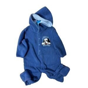 Little Big Dogs Fleece Romper 6-12 Months bunting one piece blue y2k